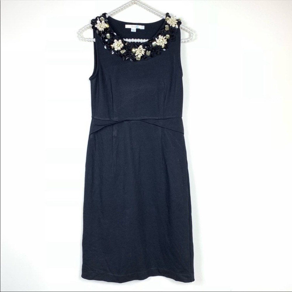 Boden black ponte sheath dress 4R Pearl Jeweled